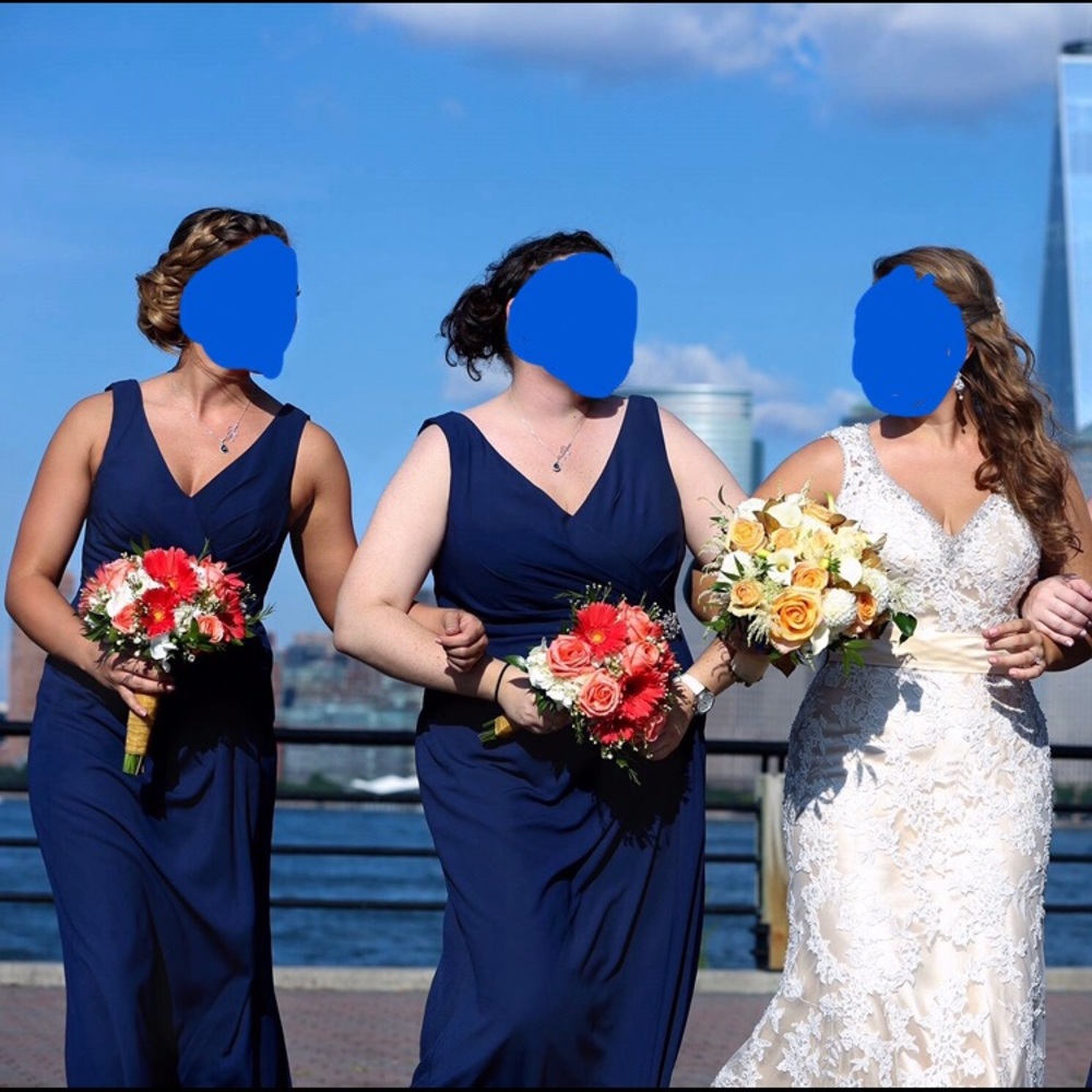 David’s Bridal Crepe Sheath Dress with Side Slit